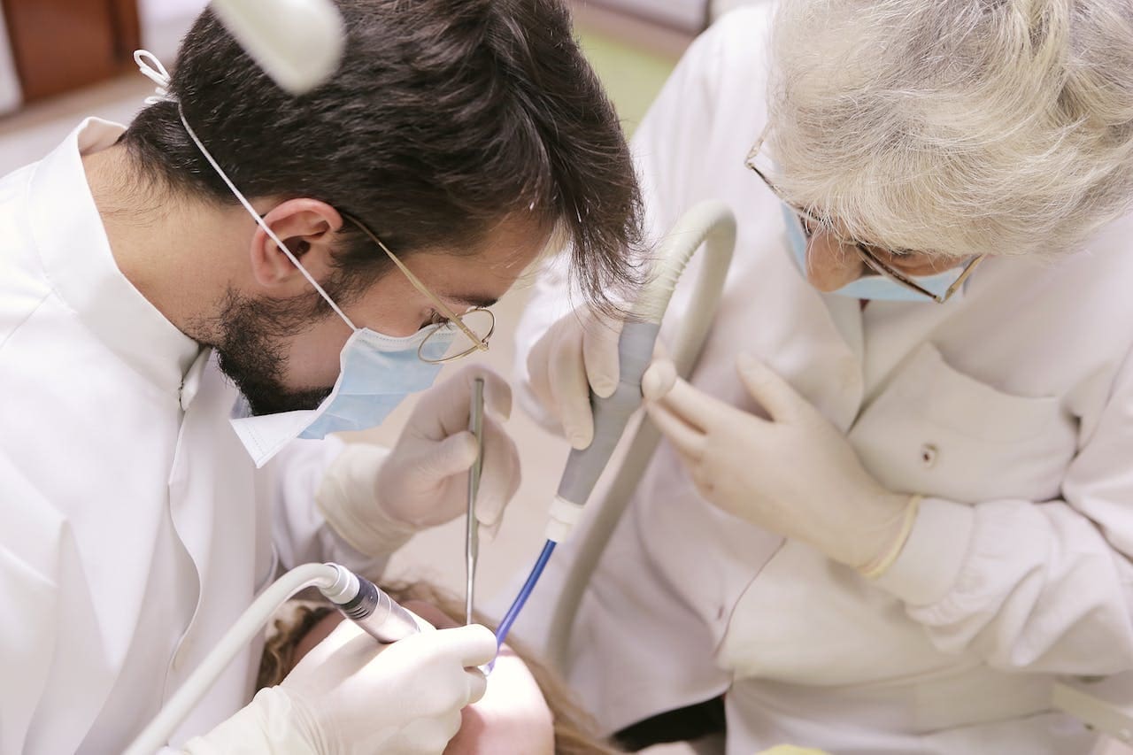 Patient receiving emergency dental care